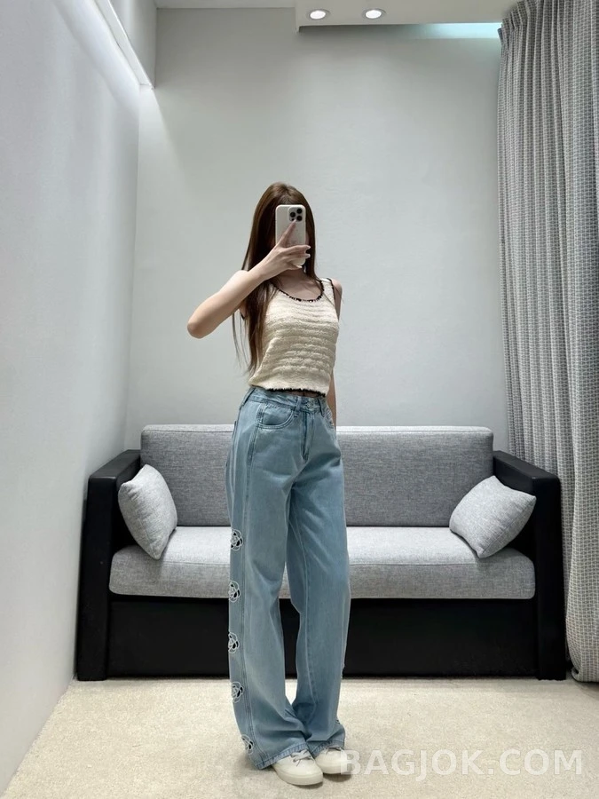 샤넬 샤넬 오픈워크 로고 데님 팬츠 상세 이미지