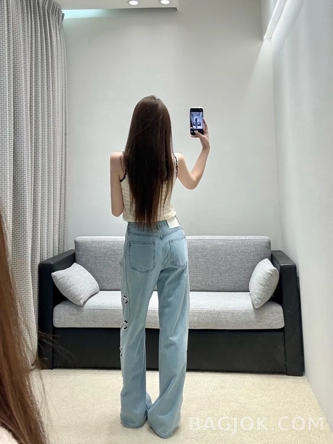샤넬 샤넬 오픈워크 로고 데님 팬츠 상세 이미지