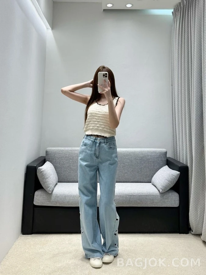 샤넬 샤넬 오픈워크 로고 데님 팬츠 상세 이미지