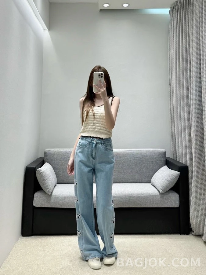 샤넬 샤넬 오픈워크 로고 데님 팬츠 상세 이미지