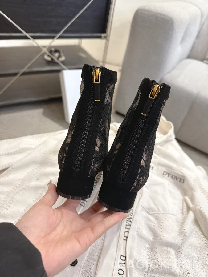 디올 디올 레이스 자수 앵클 부츠 상세 이미지