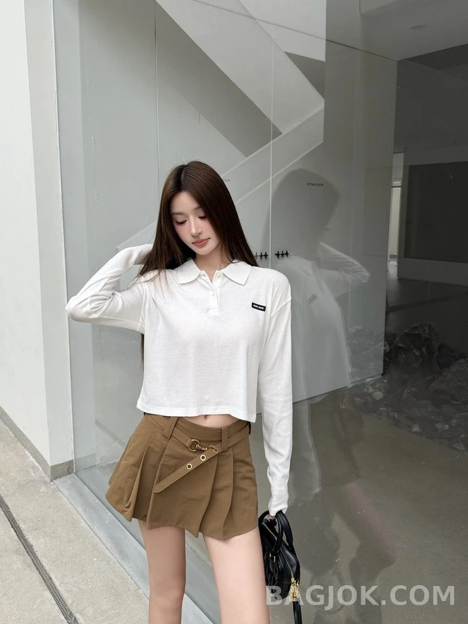 미우미우 미우미우 메탈 벨티드 플리츠 미니 스커트 상세 이미지