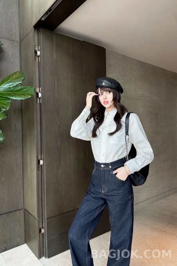 샤넬 샤넬 로고 데님 스트레이트 팬츠 상세 이미지