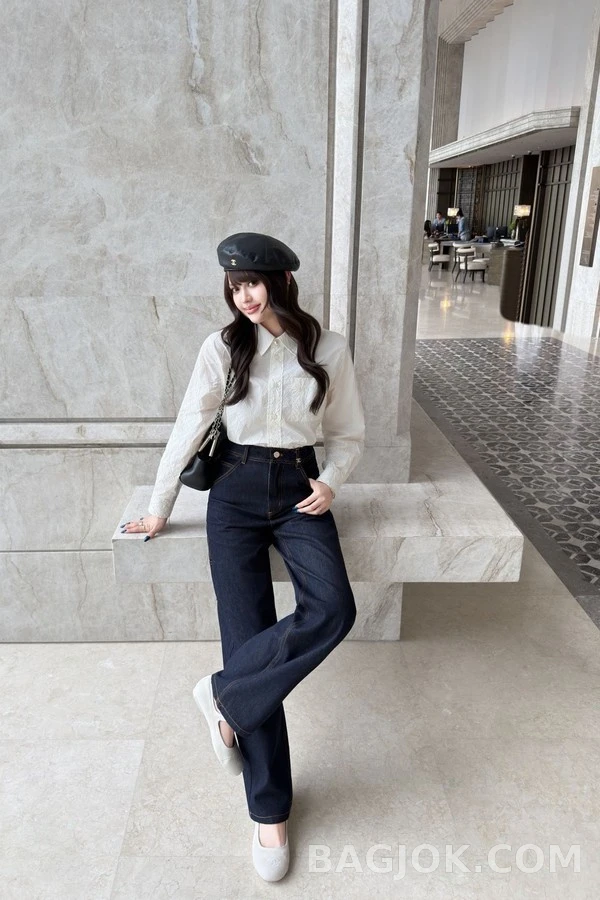 샤넬 샤넬 로고 데님 스트레이트 팬츠 상세 이미지