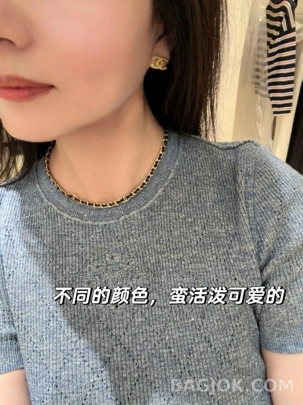 샤넬 샤넬 로고 가죽 체인 귀걸이 상세 이미지