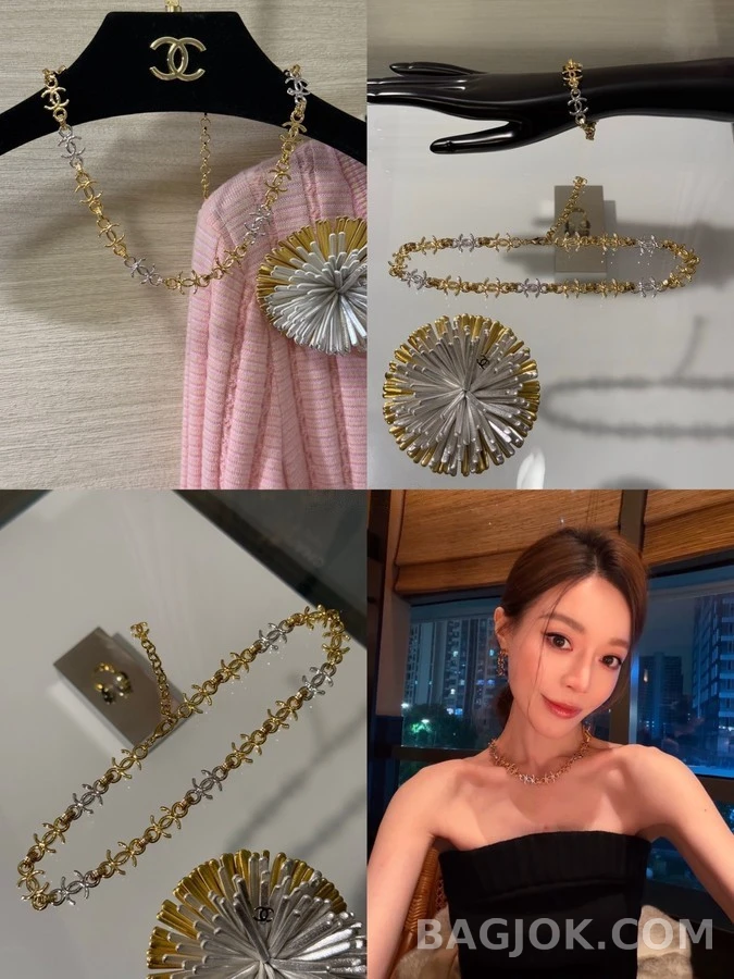 샤넬 샤넬 투톤 체인 초커 목걸이 상세 이미지