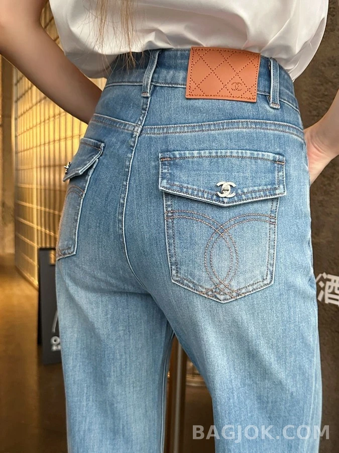 샤넬 샤넬 더블 C 버튼 플레어 데님 팬츠 상세 이미지