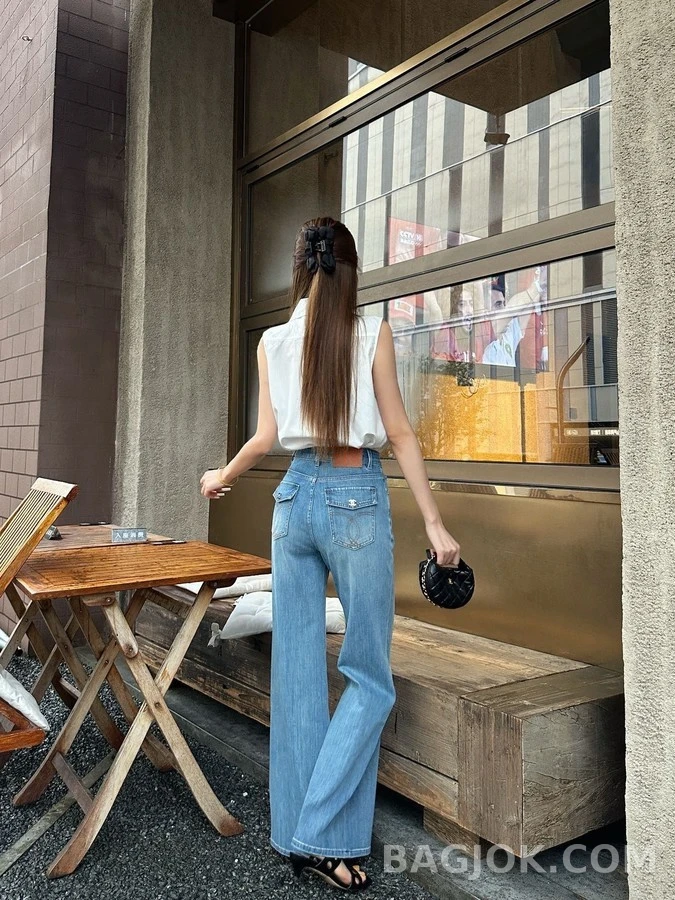 샤넬 샤넬 더블 C 버튼 플레어 데님 팬츠 상세 이미지