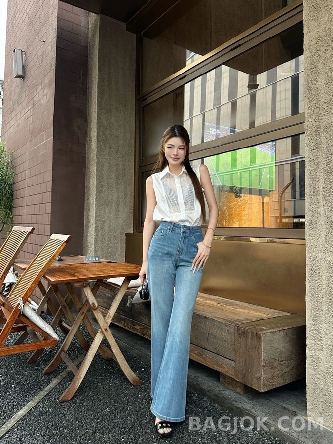 샤넬 샤넬 더블 C 버튼 플레어 데님 팬츠 상세 이미지