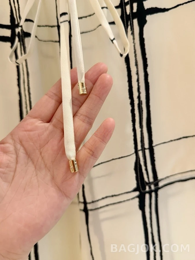 샤넬 샤넬 체크 드로스트링 와이드 팬츠 상세 이미지