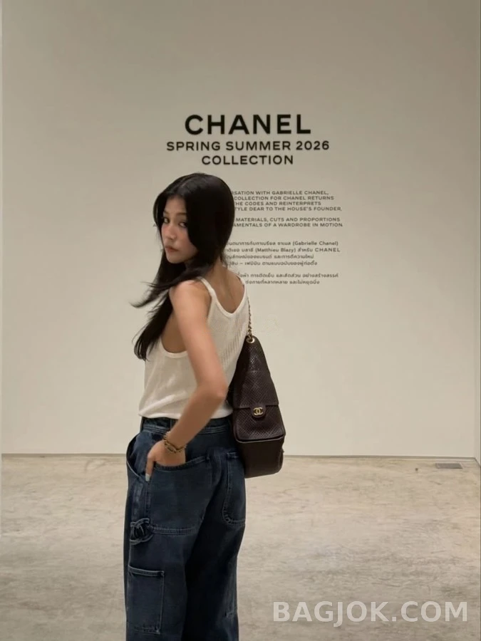 샤넬 샤넬 더블 C 로고 와이드 데님 팬츠 상세 이미지