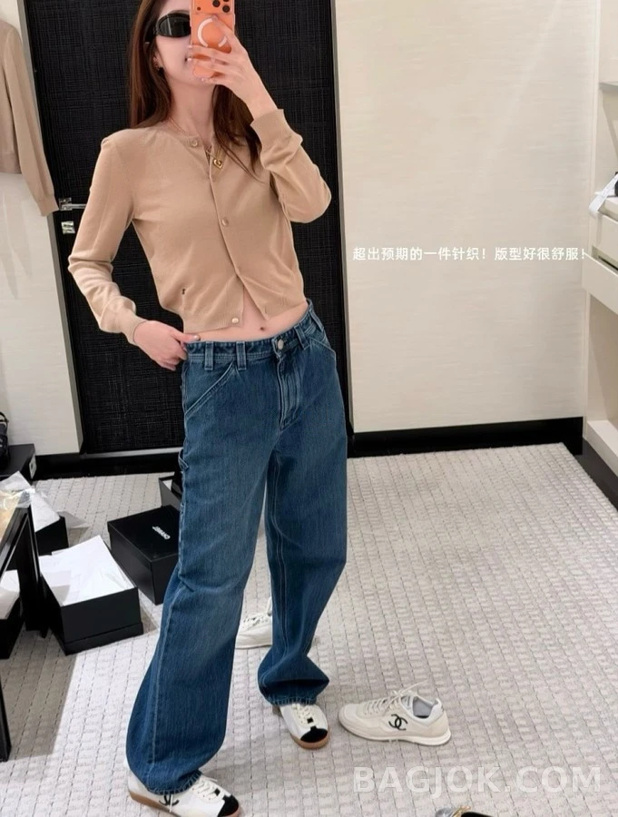 샤넬 샤넬 더블 C 로고 와이드 데님 팬츠 상세 이미지