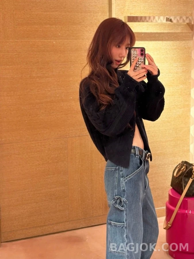 샤넬 샤넬 더블 C 로고 와이드 데님 팬츠 상세 이미지