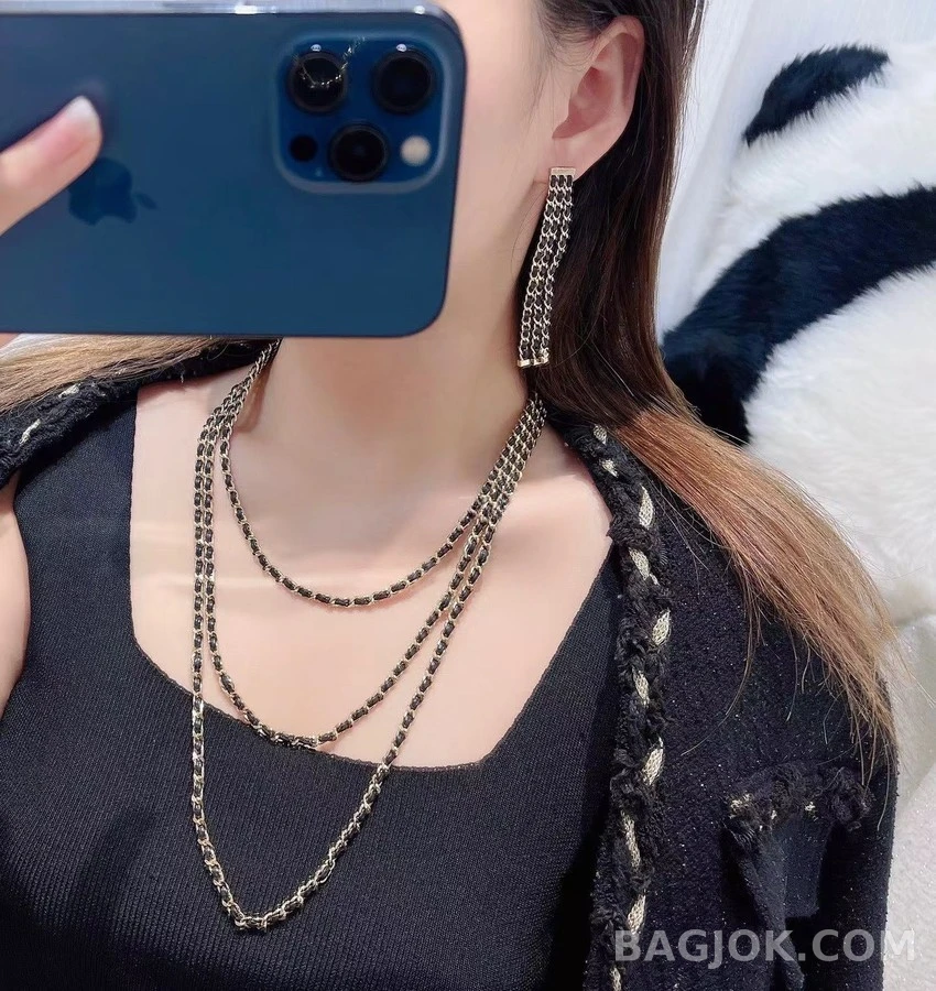 샤넬 샤넬 우븐 체인 드롭 귀걸이 상세 이미지