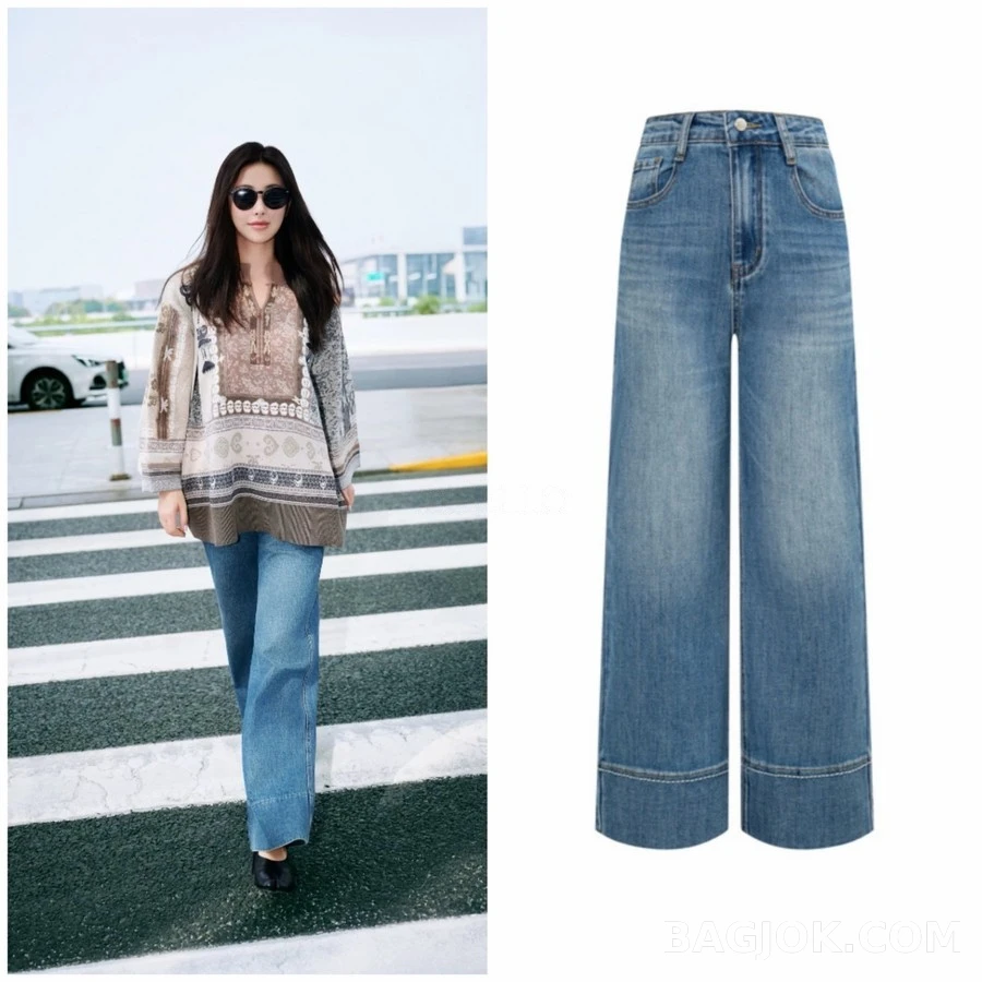 발렌티노 발렌티노 V 로고 와이드 커프 데님 팬츠 상세 이미지