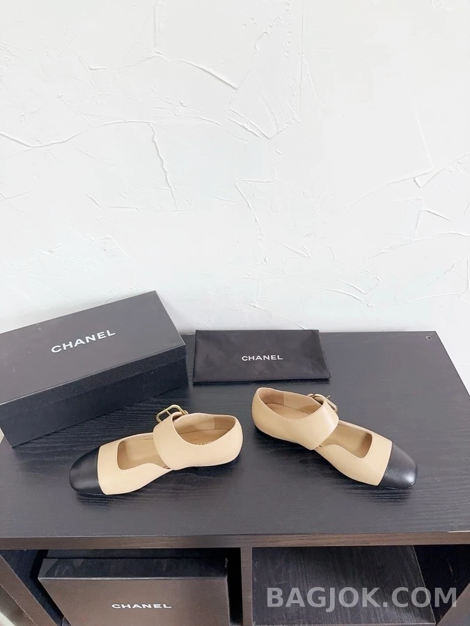 샤넬 샤넬 투톤 스트랩 플랫 상세 이미지