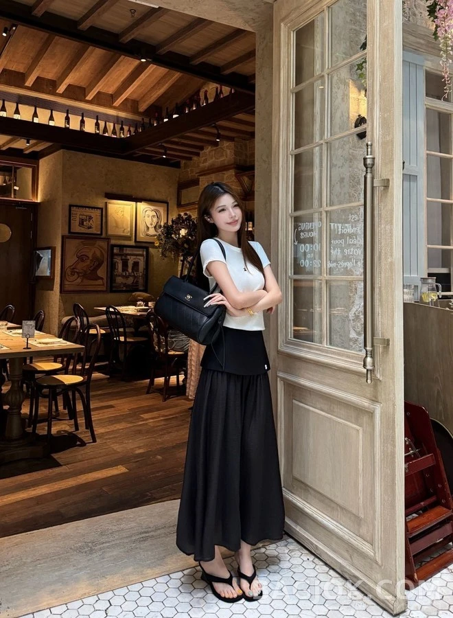 샤넬 샤넬 더블 C 자수 시폰 스커트 상세 이미지