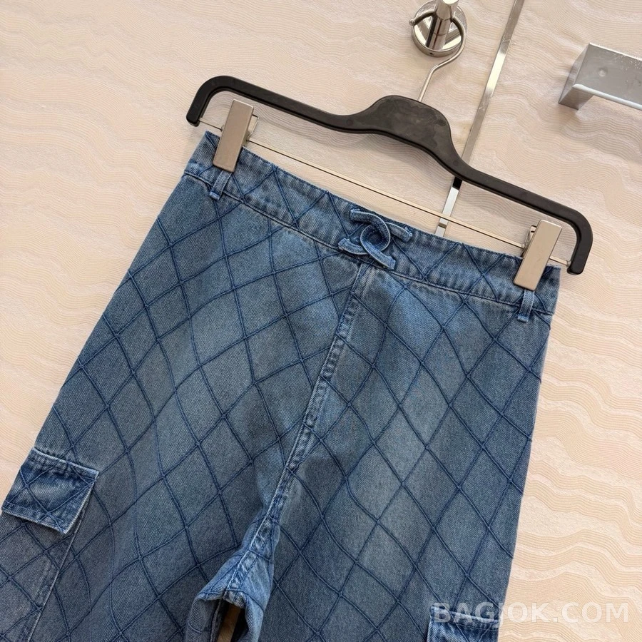 샤넬 샤넬 다이아몬드 패턴 카고 데님 팬츠 상세 이미지