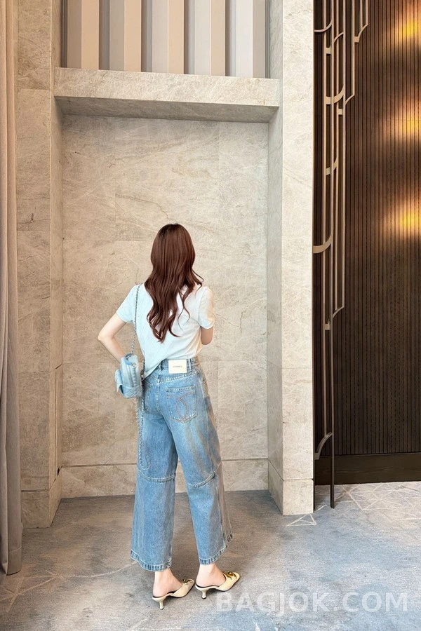 샤넬 샤넬 더블 C 자수 데님 와이드 팬츠 상세 이미지