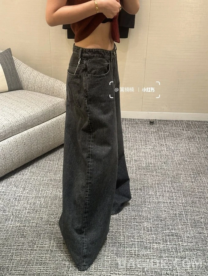 샤넬 샤넬 로고 자수 와이드 데님 팬츠 상세 이미지