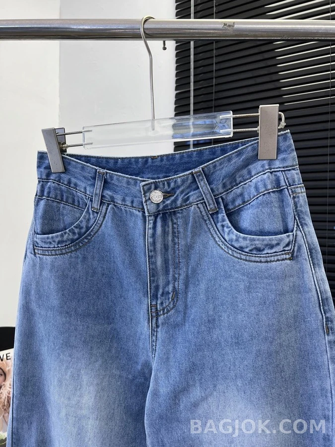 샤넬 샤넬 더블 C 로고 자수 와이드 데님 팬츠 상세 이미지
