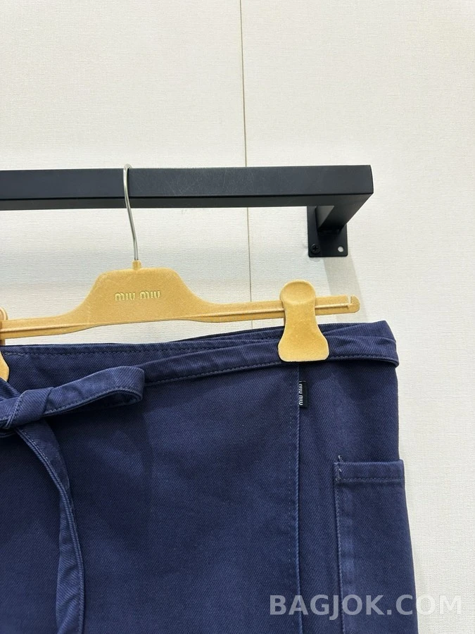 미우미우 미우미우 보우 데님 랩 스커트 상세 이미지