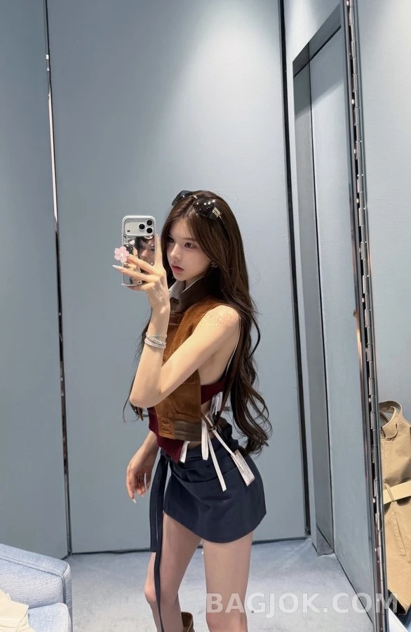 미우미우 미우미우 보우 데님 랩 스커트 상세 이미지