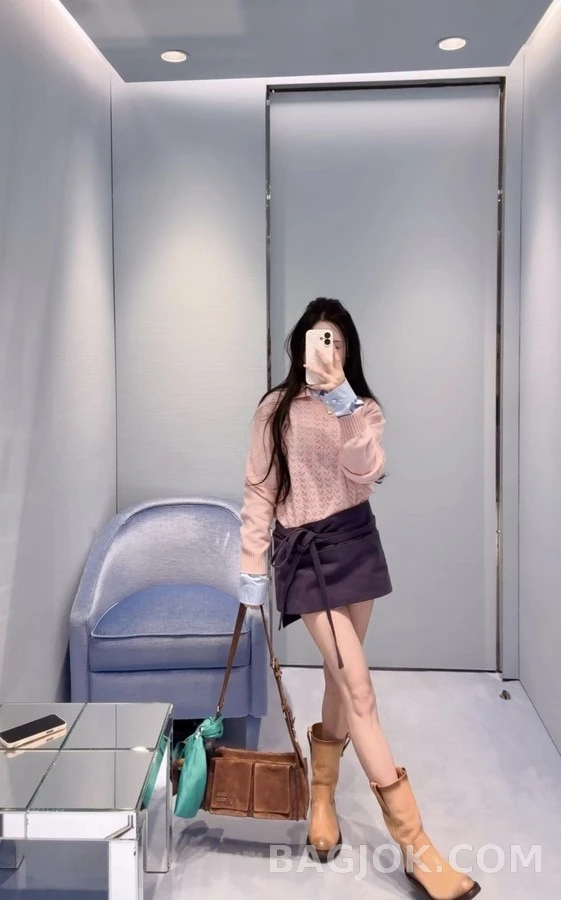 미우미우 미우미우 보우 데님 랩 스커트 상세 이미지