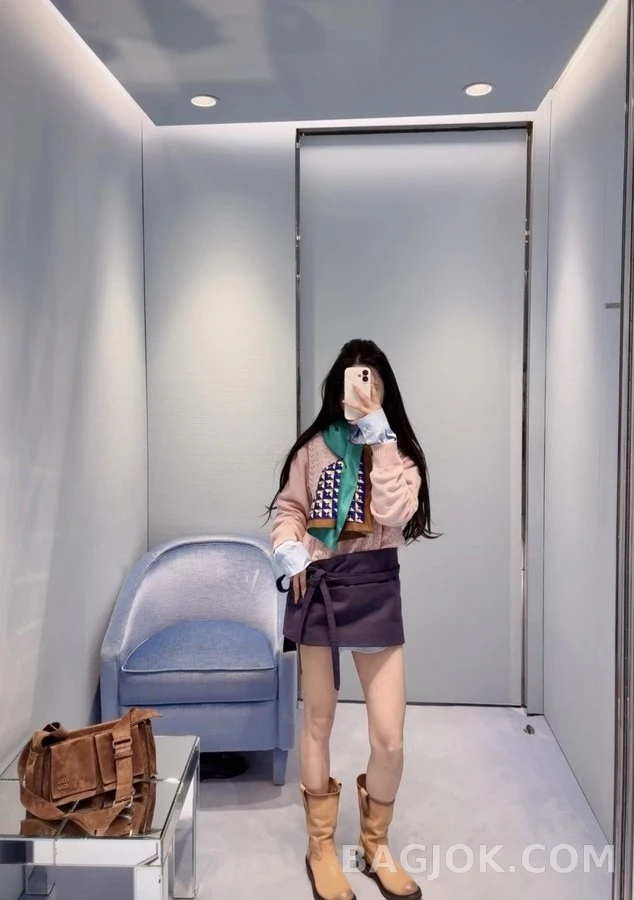 미우미우 미우미우 보우 데님 랩 스커트 상세 이미지