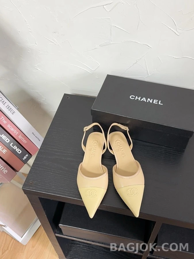 샤넬 샤넬 투톤 로고 슬링백 플랫 상세 이미지