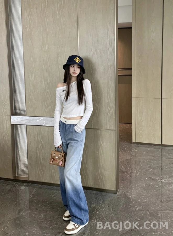 미우미우 미우미우 투톤 와이드 데님 팬츠 상세 이미지