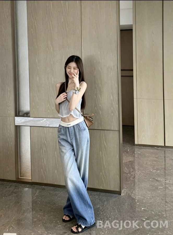 미우미우 미우미우 투톤 와이드 데님 팬츠 상세 이미지