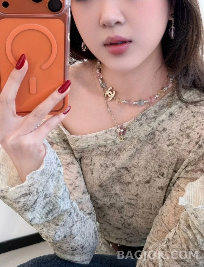 샤넬 샤넬 컬러 비즈 더블C 펜던트 목걸이 상세 이미지