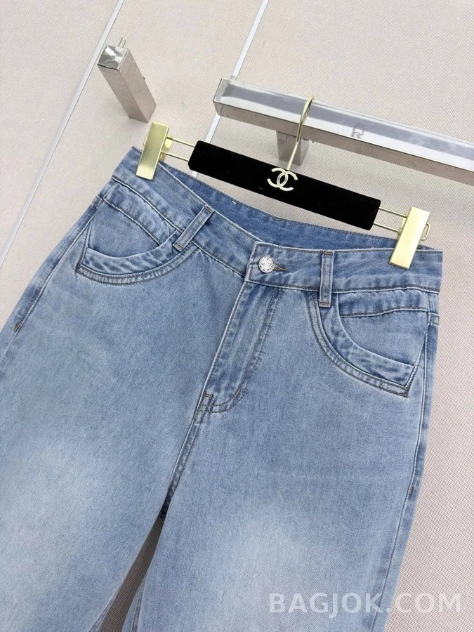 샤넬 샤넬 더블C 로고 부츠컷 데님 상세 이미지