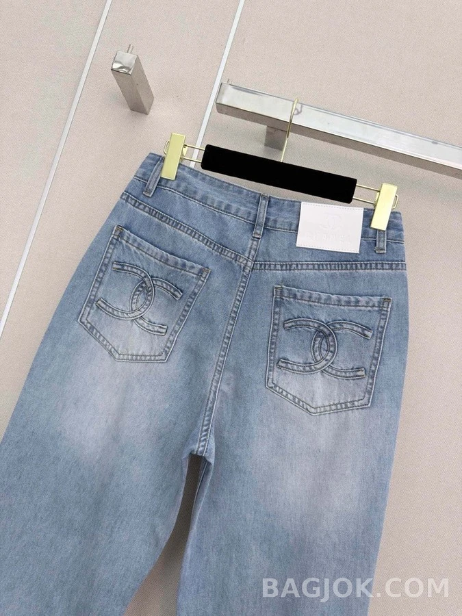 샤넬 샤넬 더블C 로고 부츠컷 데님 상세 이미지