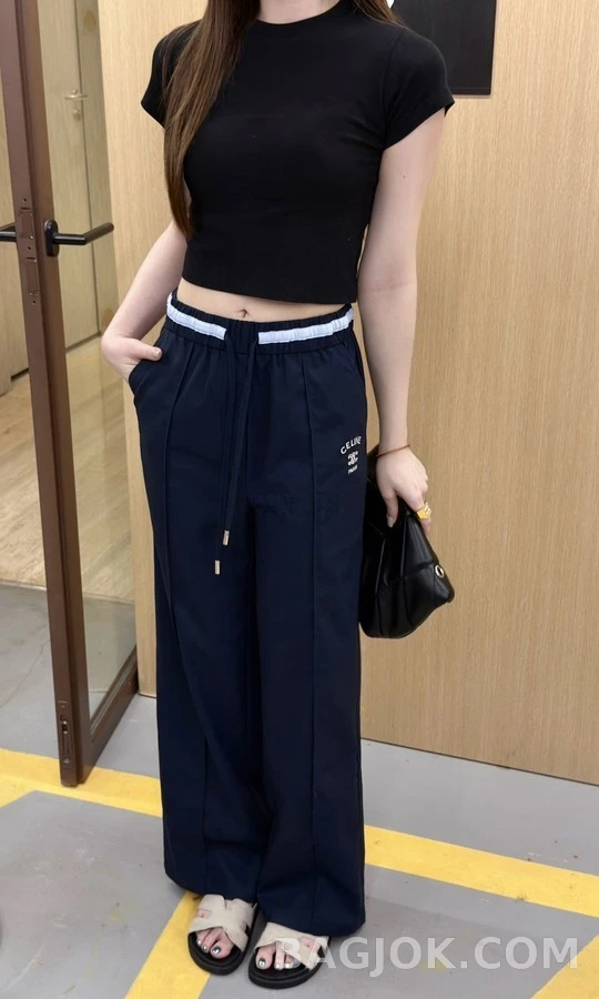 셀린느 셀린느 로고 드로스트링 와이드 팬츠 상세 이미지