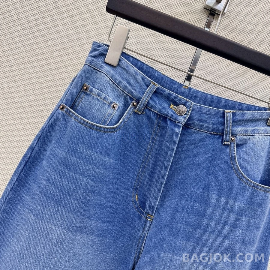 발렌티노 발렌티노 V 로고 와이드 크롭 데님 팬츠 상세 이미지