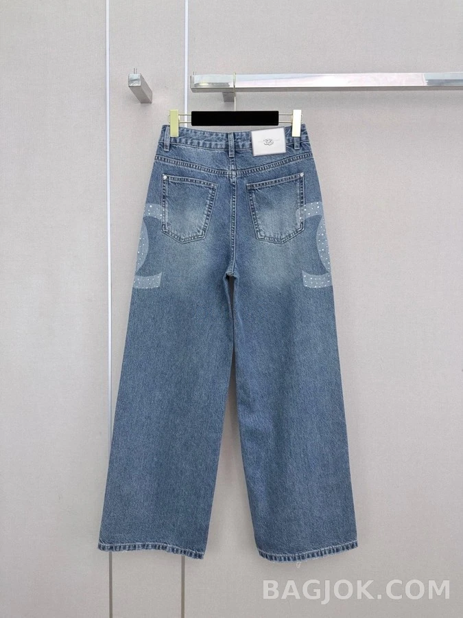 샤넬 샤넬 라인스톤 더블C 데님 팬츠 상세 이미지