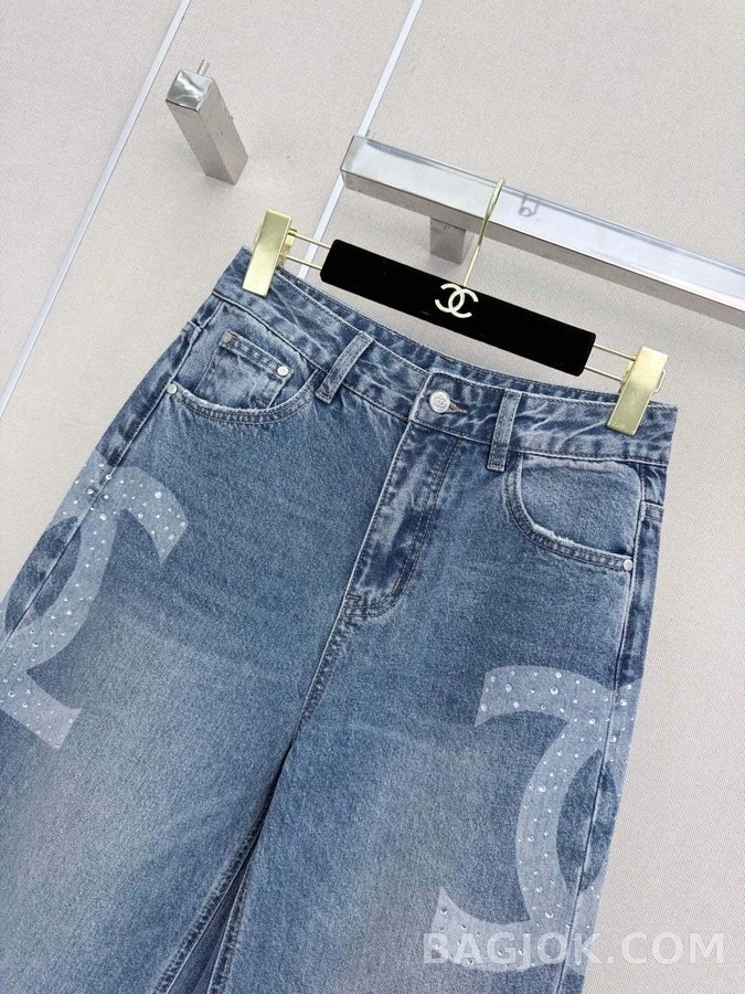 샤넬 샤넬 라인스톤 더블C 데님 팬츠 상세 이미지