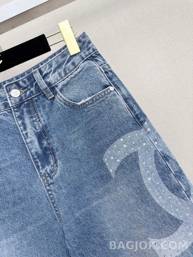 샤넬 샤넬 라인스톤 더블C 데님 팬츠 상세 이미지