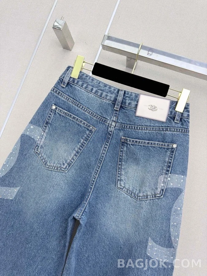 샤넬 샤넬 라인스톤 더블C 데님 팬츠 상세 이미지
