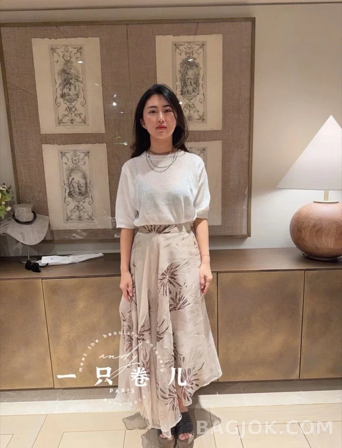 브루넬로 쿠치넬리 브루넬로 쿠치넬리 달리아 플라워 불규칙 헴라인 스커트 상세 이미지