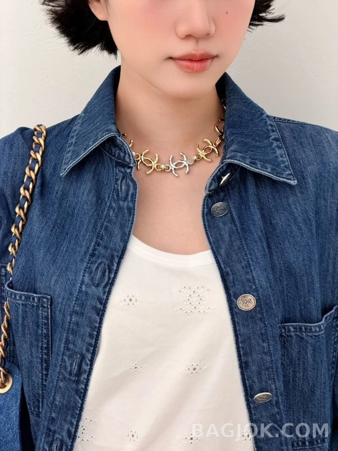 샤넬 샤넬 투톤 더블 C 초커 상세 이미지