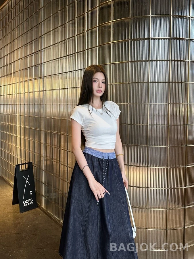 미우미우 미우미우 엘라스틱 허리 데님 스커트 상세 이미지