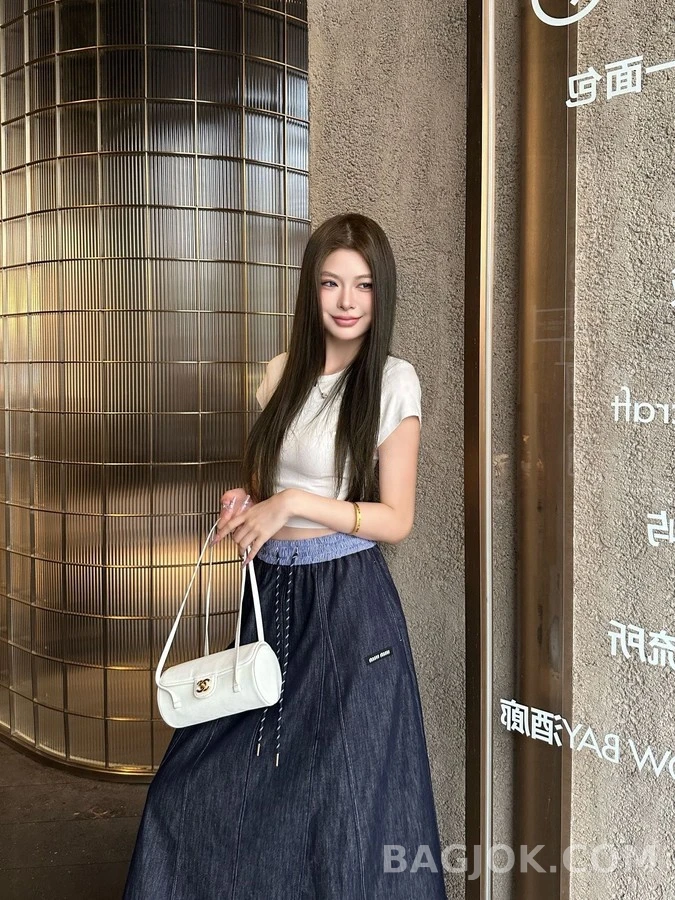 미우미우 미우미우 엘라스틱 허리 데님 스커트 상세 이미지
