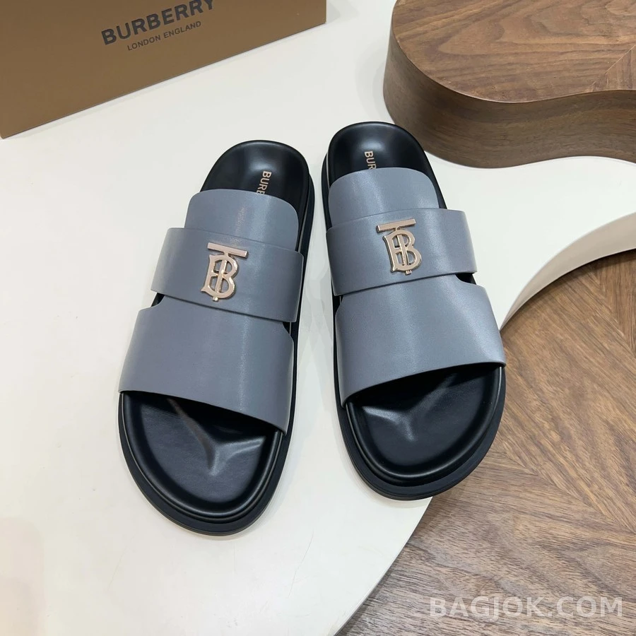 버버리 버버리 TB 로고 크로스 스트랩 슬라이드 상세 이미지