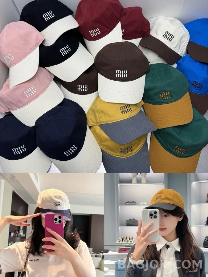 미우미우 미우미우 투톤 로고 볼캡 상세 이미지