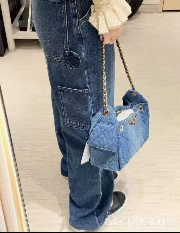 샤넬 샤넬 브레이드 디테일 와이드 데님 팬츠 상세 이미지