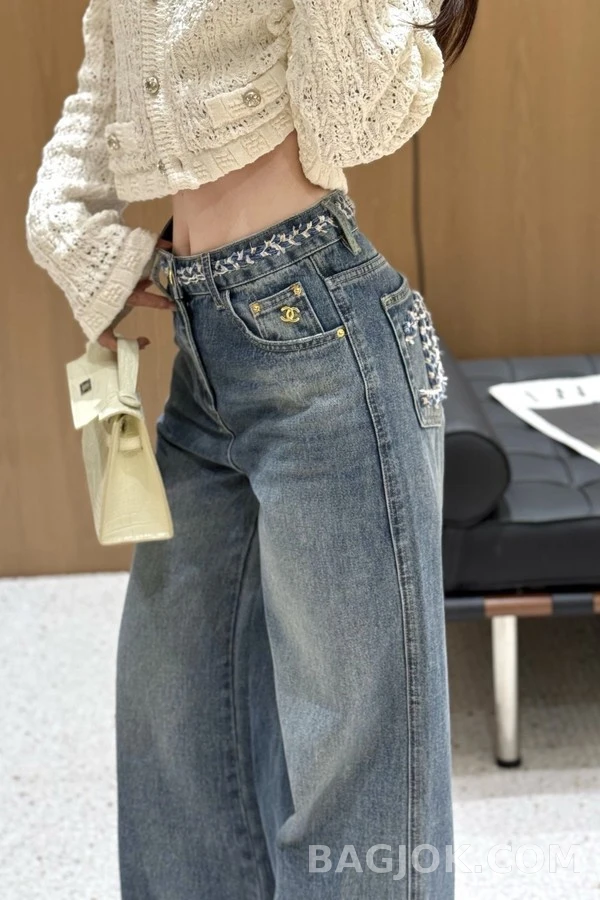 샤넬 샤넬 더블C 자수 데님 팬츠 상세 이미지