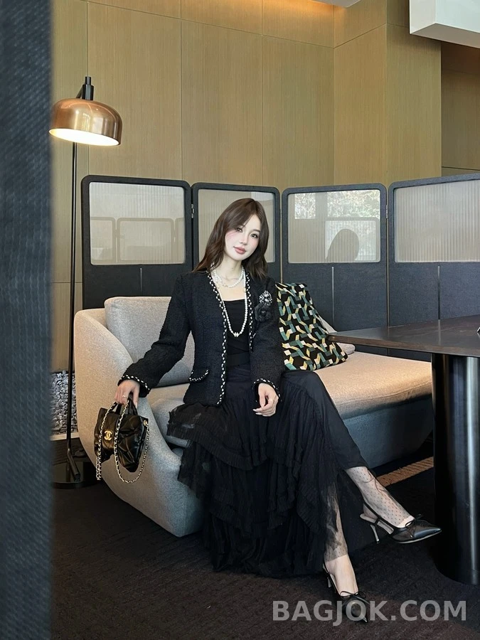 샤넬 샤넬 도트 망사 티어드 스커트 상세 이미지